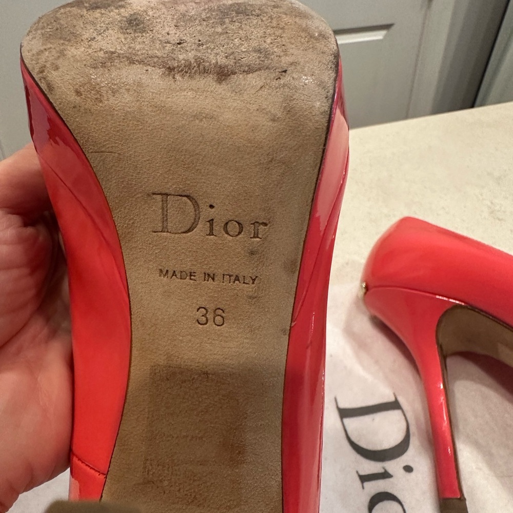 Dior Pink and Red Heels Peep Toe - Picture 8 of 12
